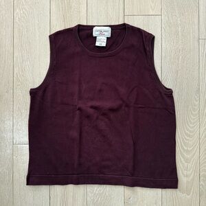 Vintage Cotton Ginny Plus Burgundy Brown Light Cotton Sweater Vest Top Women’s S